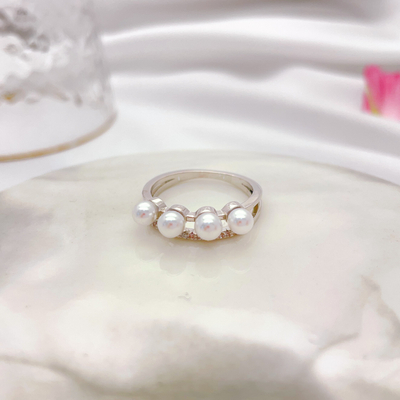 Four Little Pearl Sliver Ring